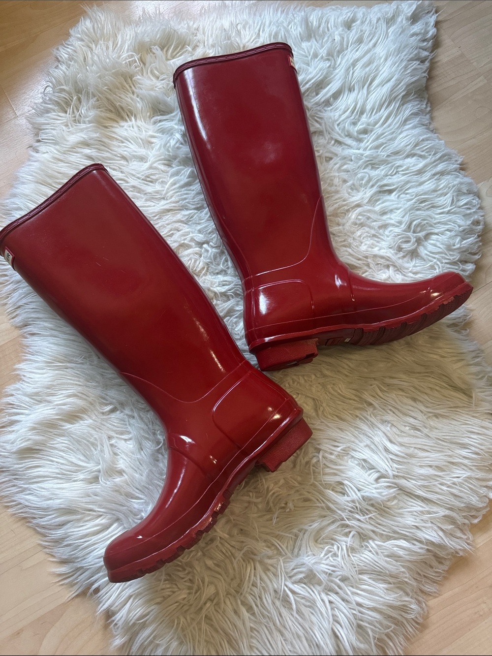 Hunter Miliatry Red Original Tall Gloss Rain Boots 9 - Picture 4 of 8